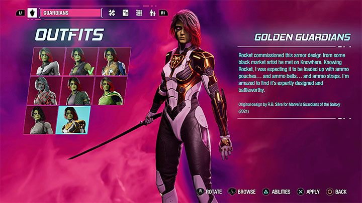 Du erhältst dieses Outfit im Laufe des Spiels automatisch - Guardians of the Galaxy: Gamora - Outfits - Costumes - Guardians of the Galaxy Guide