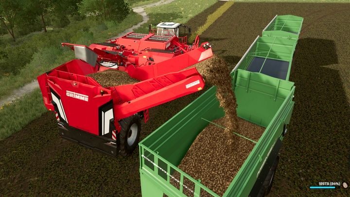 Das Entladen dieser Erntemaschine erfolgt ähnlich wie bei einer Getreideerntemaschine.  - Landwirtschafts-Simulator 22: Kartoffeln und Rüben - Pflanzen - Maschinen, Ernte - Landwirtschafts-Simulator 22-Leitfaden