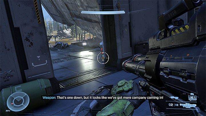 Wenn Ihnen die Munition ausgeht, verwenden Sie den Scanner, um Waffenständer oder auf dem Boden liegende Waffen zu lokalisieren - Halo Infinite: Tovarus und Hyperius - Boss wie besiegen?  - Bosse - Halo Infinite Guide