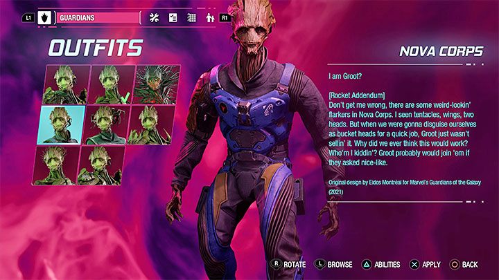 Dieses Outfit findet ihr als Geheimnis in Kapitel 5 – Guardians of the Galaxy: Groot – Outfits – Costumes – Guardians of the Galaxy Guide