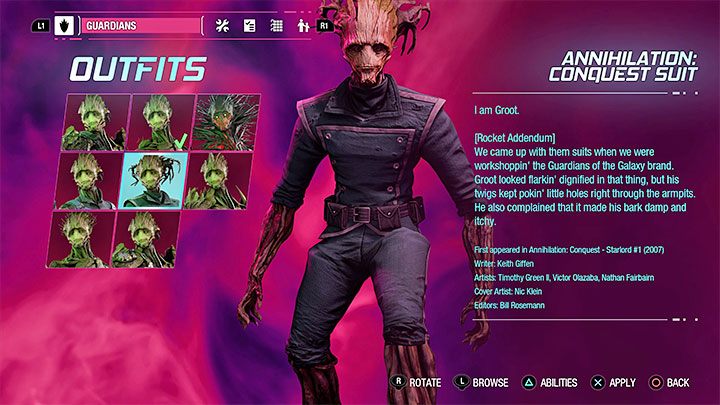 Dieses Outfit findet ihr als Geheimnis in Kapitel 10 – Guardians of the Galaxy: Groot – Outfits – Costumes – Guardians of the Galaxy Guide