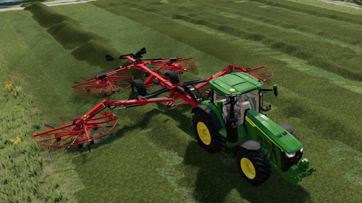 Wenn Sie auf einem größeren Feld arbeiten, sollten Sie daran denken, gemähtes Gras zu harken - Maschinen für diesen Prozess variieren in der Breite - Landwirtschafts-Simulator 22: Gras säen und mähen - Gras, Heu und Silage - Landwirtschafts-Simulator 22-Leitfaden