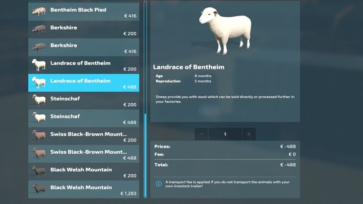 Im Laden können Sie Schafe, Schweine, Pferde und Kühe kaufen - Landwirtschafts-Simulator 22: Tiere - wie kaufen?  - Viehfarmen - Leitfaden für den Landwirtschafts-Simulator 22
