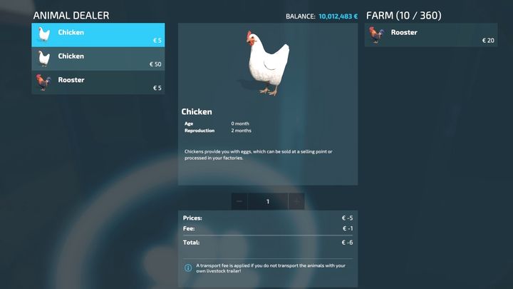 Sie können junge Hühner, ältere Hühner und Hähne kaufen - Landwirtschafts-Simulator 22: Hühner - Zucht, Tipps - Tiere - Zuchtdetails - Landwirtschafts-Simulator 22-Leitfaden