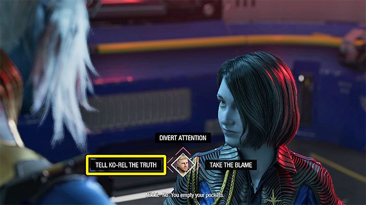 Option 1 geht davon aus, Ko-Rel zu unterstützen, indem sie ihrem Urteil zustimmt, dass Nikki unverantwortlich gehandelt hat - Guardians of the Galaxy: Wichtige Entscheidungen - Kapitel 2 - Wichtige Entscheidungen - Guardians of the Galaxy Guide