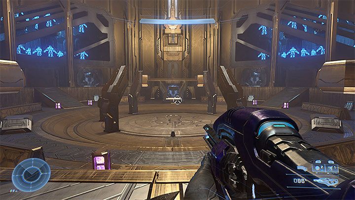 Sie werden schließlich den großen kreisförmigen Raum aus dem obigen Screenshot betreten – Halo Infinite: Silent Auditorium – Komplettlösung – Hauptmissionen – Halo Infinite Guide
