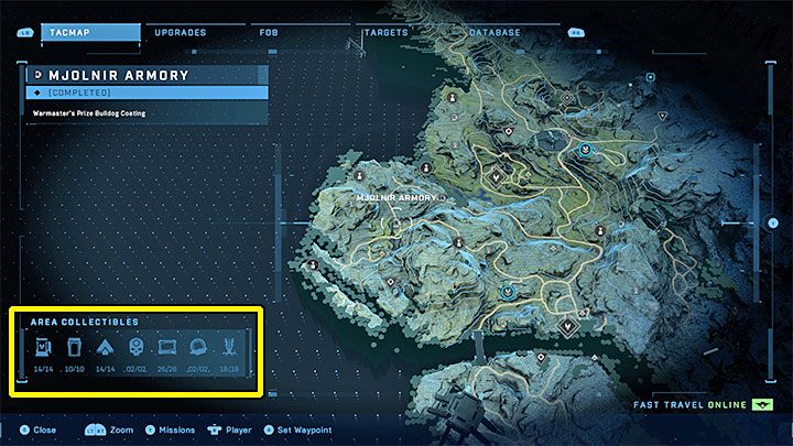 Das Spiel verfügt über einen integrierten Mechanismus, der Ihnen dabei hilft, 100 % der oben genannten Arten von Geheimnissen zu sammeln – Halo Infinite: Secrets – Liste aller und grundlegender Informationen – Secrets & Collectibles – Halo Infinite Guide