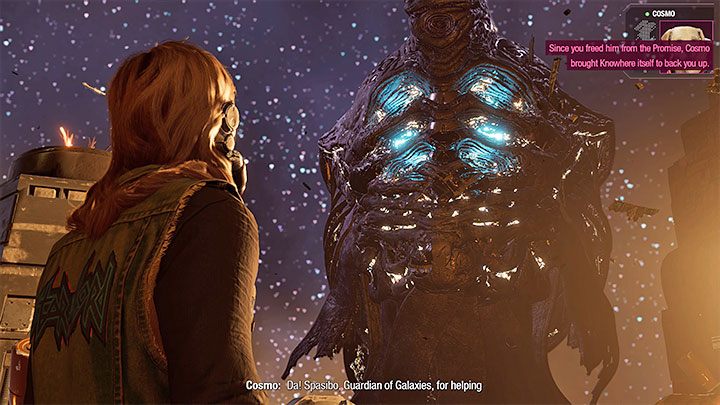 Wenn Sie diese Phase abgeschlossen und Kosmo befreit haben, erwarten Sie die Ergebnisse Ihrer Bemühungen, wenn Sie zu Kapitel 14 – Guardians of the Galaxy: Wichtige Entscheidungen – Kapitel 12 – Wichtige Entscheidungen – Guardians of the Galaxy Guide – weitergehen