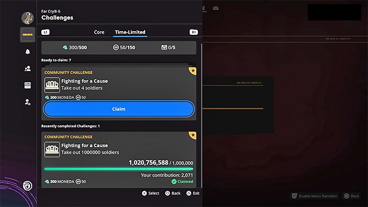Auf der Registerkarte „Herausforderungen“ können Sie die verfügbaren Herausforderungen durchsuchen, die es in zwei Varianten gibt – Ubisoft Connect und Ubisoft Rewards – Anhang – Far Cry 6 Guide