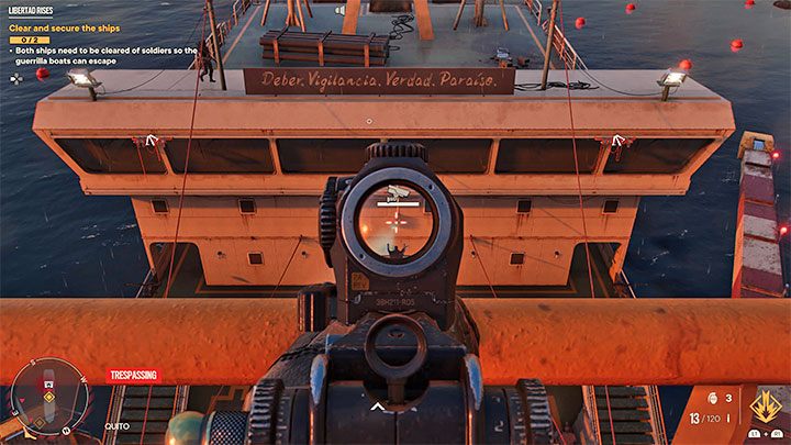 Wenn Sie Stealth-Takedowns bevorzugen, verwenden Sie schallgedämpfte Waffen und zerstören Sie Überwachungskameras auf dem Weg, die sonst alle in der Nähe alarmieren könnten – Far Cry 6: Libertad Rises – Komplettlösung – Operationen – Prolog – Far Cry 6 Guide