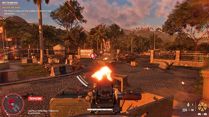 Feindliche Soldaten werden um das Plantagengebäude herum auftauchen und Sie müssen gegen sie kämpfen – Far Cry 6: Treffen Sie die Monteros – Komplettlösung – Operationen – Madrugada – Far Cry 6 Guide