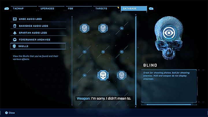 Der Schädel deaktiviert alle HUD (Benutzeroberfläche) - Halo Infinite: Blind, 8. Schädel (offene Welt) - Ort, wo zu finden?  - Schädel - Halo Infinite Guide