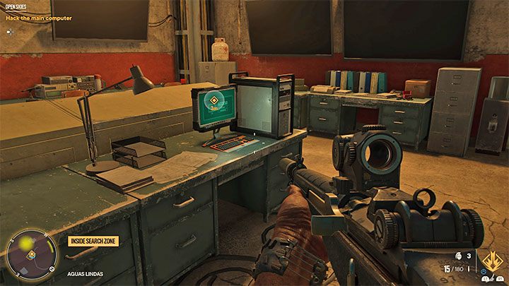 Der gesuchte Computer steht auf einem der Schreibtische im Bunker und Sie müssen mit ihm interagieren – Far Cry 6: Open Skies – Komplettlösung – Madrugada – Far Cry 6 Guide