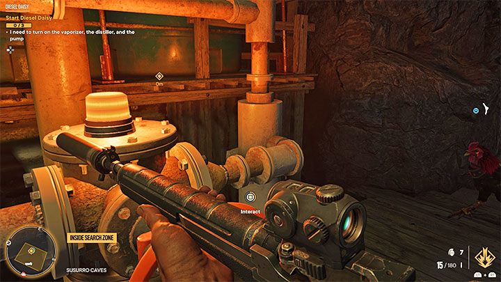 Das Ziel der Mission ist sehr einfach – das Spiel markiert 3 Elemente des Geräts, mit denen Sie interagieren müssen – Far Cry 6: Diesel Daisy – Komplettlösung – Madrugada – Far Cry 6 Guide