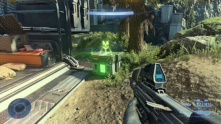 Der letzte, dritte Kern befindet sich neben den Gebäuden unter dem Hubschrauberlandeplatz – Halo Infinite: Outpost Tremonius (Ringfall) – Sammlerstücke, Spartan Cores, Audio Logs – Fallout – Halo Infinite Guide