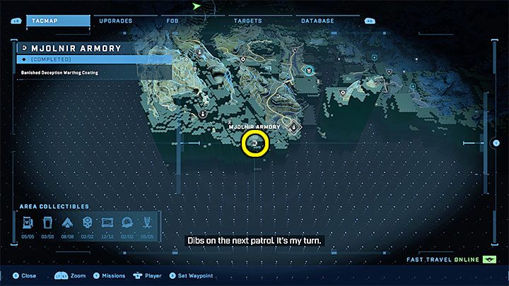 Die Waffenkammer befindet sich am südlichen Ende der Region – Halo Infinite: FOB-Basen und einzelne Geheimnisse (Lockdown) – alle Schädel, Audioprotokolle – Lockdown – Halo Infinite Guide