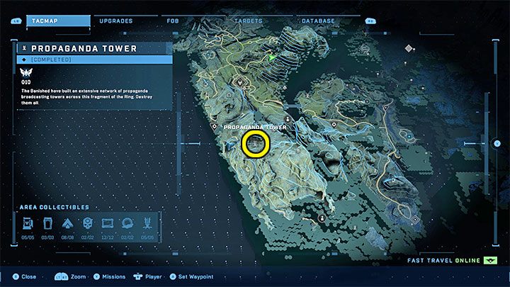 Der Turm befindet sich in den Bergen, im südwestlichen Teil der Region – Halo Infinite: Propagandatürme (Lockdown) – Lockdown – Halo Infinite Guide