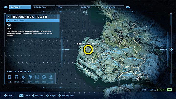 Der Turm befindet sich im südwestlichen Teil der Region – Halo Infinite: Propagandatürme (Verbindungen) – Verbindungen – Halo Infinite Guide