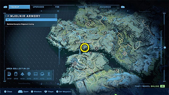 Die Waffenkammer befindet sich im südwestlichen Teil der Region, neben der Brücke, die zur Lockdown-Region führt – Halo Infinite: Mjolnir-Waffenkammer und Spartan Cores (Verbindungen) – Verbindungen – Halo Infinite Guide