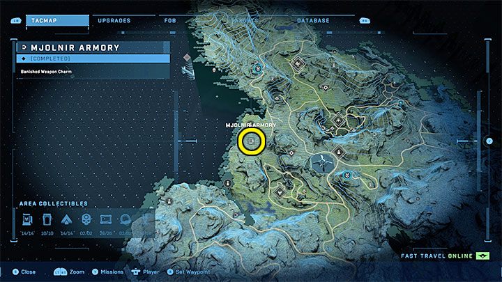 Die Waffenkammer befindet sich im zentralen Teil der Region – Halo Infinite: Mjolnir Armory and Spartan Cores (Connections) – Connections – Halo Infinite Guide