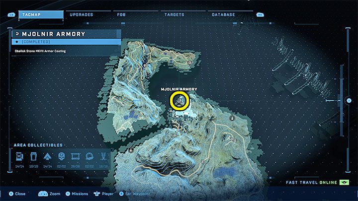 Die Waffenkammer befindet sich am nördlichen Ende der Region, neben dem Außenposten Tremonius – Halo Infinite: Mjolnir-Waffenkammer und spartanische Kerne (Verbindungen) – Verbindungen – Halo Infinite Guide