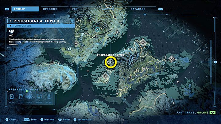 Der Turm befindet sich im nordwestlichen Teil der Region – Halo Infinite: Propagandatürme (Friedhöfe) – Friedhöfe – Halo Infinite Guide
