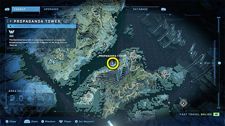 Der Turm befindet sich im nördlichen Teil der Region – Halo Infinite: Propagandatürme (Friedhöfe) – Friedhöfe – Halo Infinite Guide