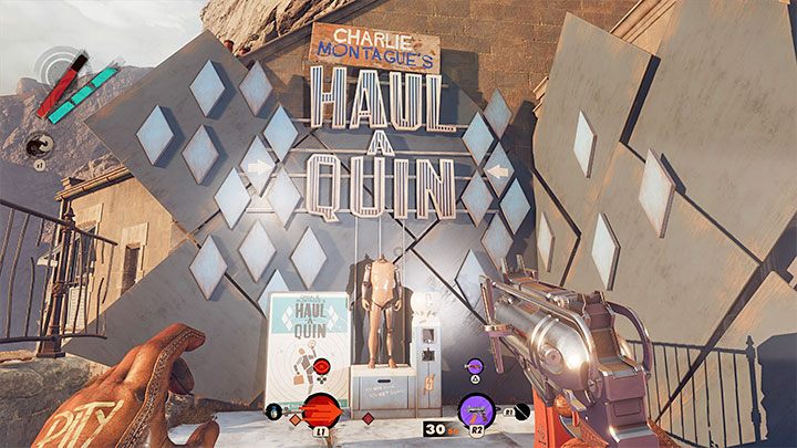 Haul-A-Quinn ist eine einzigartige Maschine, die mit Charlies Spiel verbunden ist und sich rechts vom Tunnelausgang im Stadtteil Karl's Bay befindet – Deathloop: A Charlie Montague Game – Trophäe, wie bekomme ich sie?  - Trophäenführer - Deathloop-Führer
