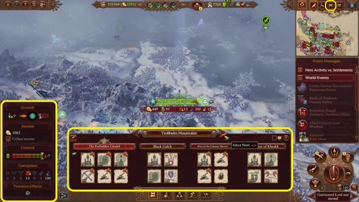 Nach Auswahl einer Siedlung erscheint der Provinzbildschirm – Total War Warhammer 3: Provinzen – Kampagnenkarte – Total War Warhammer 3 Guide