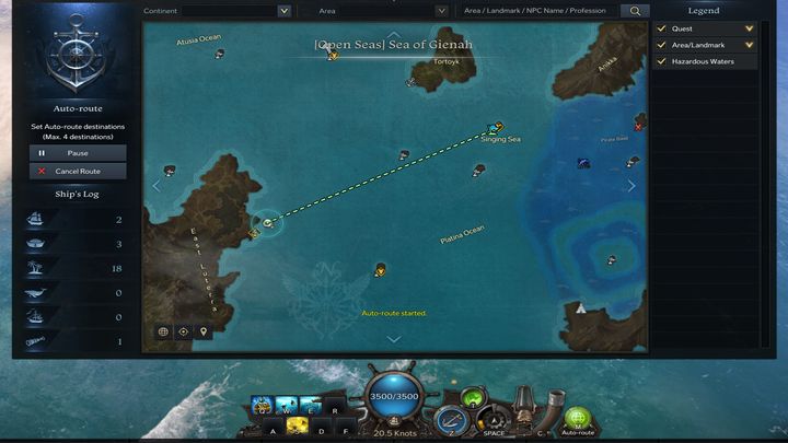 Sie können das Schiff manuell manövrieren oder die Auto-Route-Funktion verwenden - Lost Ark: Segeln - Grundlagen - Lost Ark Guide