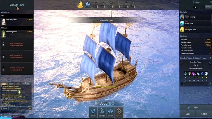 In den Häfen der Hauptkontinente können Sie Ihr Schiff reparieren (dafür benötigen Sie Silber), Besatzungsmitglieder rekrutieren, mit denen Sie Ihr Schiff aufrüsten, verbessern und sein Aussehen verändern können - Lost Ark: Segeln - Grundlagen - Lost Ark Guide
