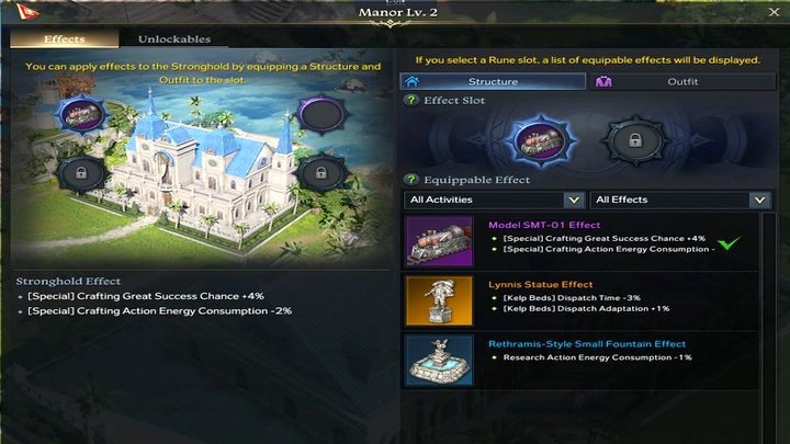 Das Herrenhaus spielt zunächst keine große Rolle, bis Sie spezielle Gegenstände freischalten, die Effekte für verschiedene Spielkategorien bieten können - Lost Ark: Stronghold - Grundlagen - Lost Ark Guide