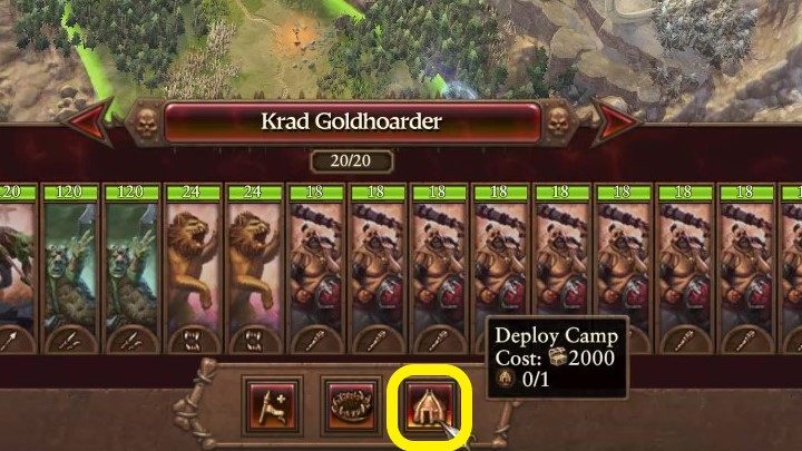 Nach dem Drücken der Taste wird am Standort der Armee automatisch ein Lager erstellt - Total War Warhammer 3: Ogre Kingdoms - Einzigartige Mechanik - Königreich der Oger - Total War Warhammer 3 Guide