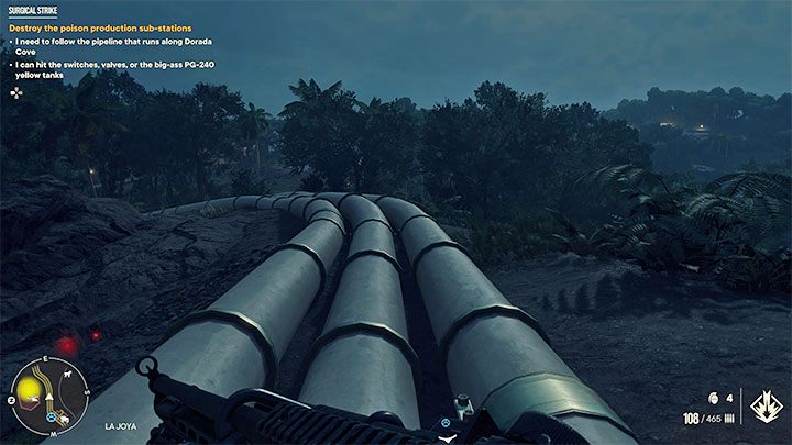 Der Aktionsplan ist einfach – reisen Sie entlang der Pipeline, die Sie finden, nachdem Sie mit Mama – Far Cry 6: Surgical Strike – Walkthrough – El Este – Far Cry 6 Guide den Turm mit dem Seil hinuntergegangen sind