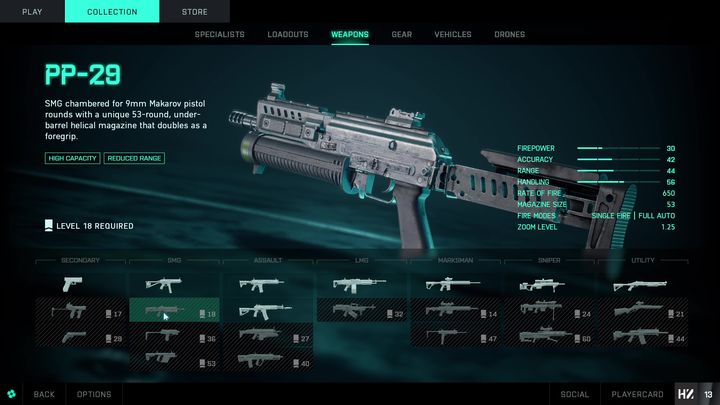 PP-29 ist eine Waffe, die auf Level 18 freigeschaltet werden kann - Battlefield 2042: SMG - Liste - Waffen - Battlefield 2042 Guide