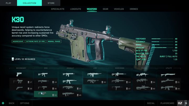 K30 ist eine Waffe, die auf Level 53 freigeschaltet werden kann – Battlefield 2042: SMG – Liste – Waffen – Battlefield 2042 Guide