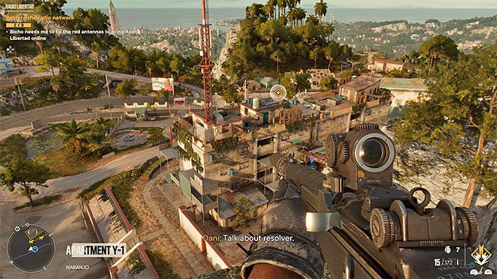 Die rote Antenne von Punkt 2 auf der Karte befindet sich im Gebäude aus dem obigen Bild – Far Cry 6: Re-Education – Walkthrough – Valle De Oro – Far Cry 6 Guide