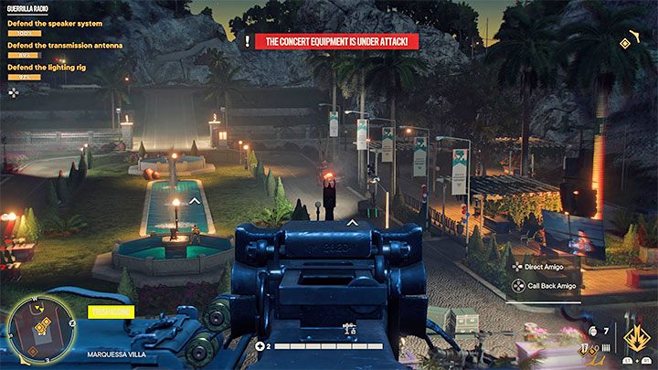 Die stationären Geschütze in der Nähe der Villa, darunter Werfer und Maschinengewehre, können Ihnen sehr helfen – Far Cry 6: Guerilla Radio – Komplettlösung – Valle De Oro – Far Cry 6 Guide