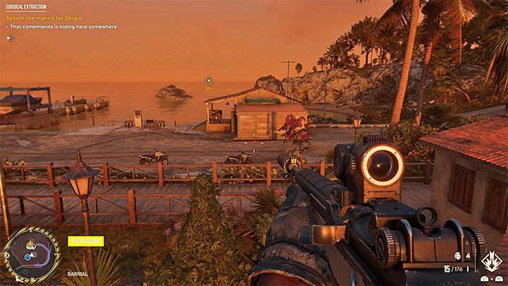 Die Karte markiert den Yachthafen östlich von Sergios Wohnsitz – Far Cry 6: Chirurgische Extraktion – Komplettlösung – Valle De Oro – Far Cry 6 Guide