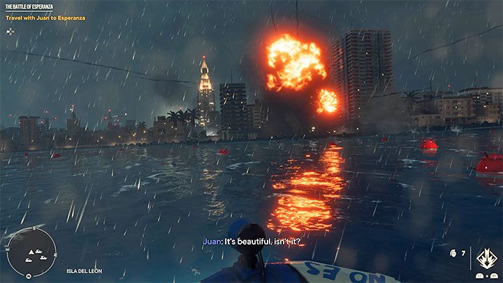 Sie müssen keine Aktionen ausführen, während Sie mit dem Boot nach Esperanza reisen - Far Cry 6: Die Schlacht von Esperanza - Komplettlösung - Esperanza - Far Cry 6 Guide