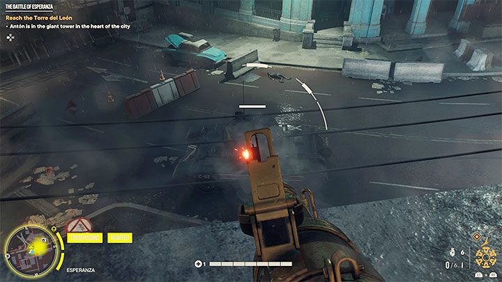 Eine der Straßen der Stadt wird von einem feindlichen Panzer bewacht – Far Cry 6: Die Schlacht von Esperanza – Komplettlösung – Esperanza – Far Cry 6 Guide