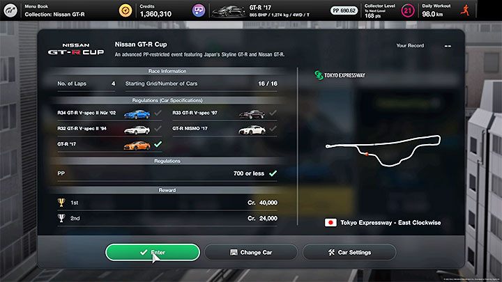 Wieder müssen Sie drei Rennen absolvieren und dieses Mal drei verschiedene Nissan GT-R-Modelle sammeln – Gran Turismo 7: Karriere – Kapitel / Menüs 31–39, Kampagnenfinale – Karriere – Gran Turismo 7-Leitfaden