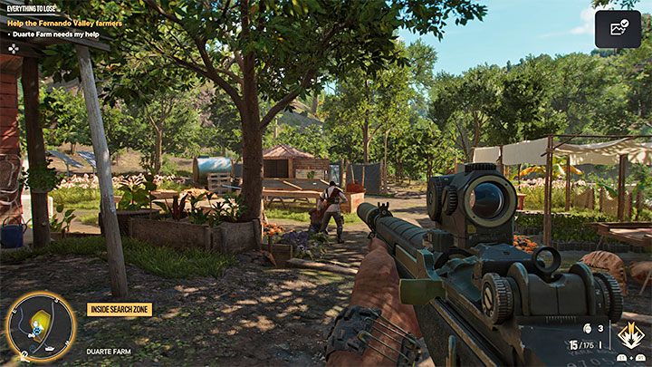 Auf der Farm, die als Punkt 4 auf der Karte markiert ist (Duarte Farm), finden Sie einen Dorfbewohner, der von einem Soldaten gefangen gehalten wird – Far Cry 6: Everything to Lose – Komplettlösung – El Este – Far Cry 6 Guide