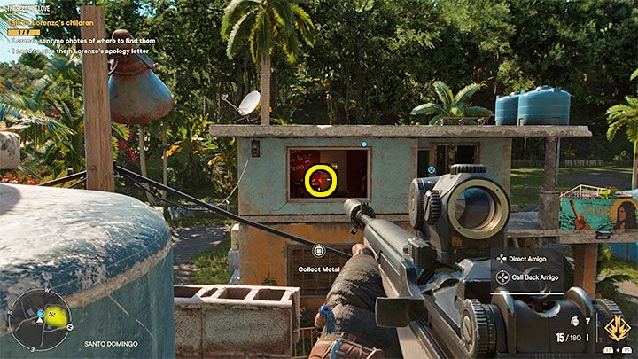 Klettern Sie auf das Dach des angrenzenden Gebäudes, positionieren Sie sich an der Stelle im obigen Screenshot und zielen Sie mit Ihrer Schusswaffe auf das Vorhängeschloss – Far Cry 6: The Seeds of Love – Komplettlösung – El Este – Far Cry 6 Guide