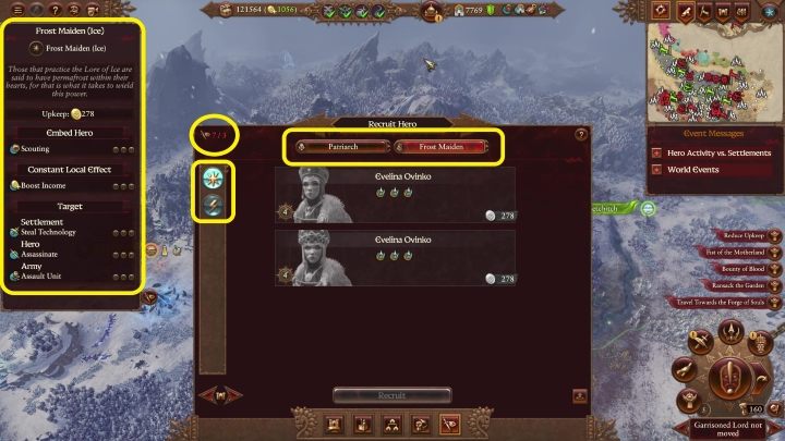 Die Charakterfähigkeitskarte befindet sich auf der linken Seite des Bildschirms - Total War Warhammer 3: Recruitment - Lords and heroes - Total War Warhammer 3 Guide
