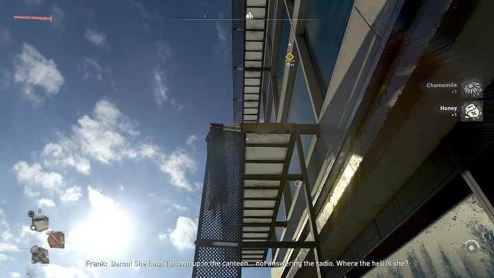 Springen Sie auf die Leiter und benutzen Sie dann die schmalen Balkone, um sich weiter vorwärts zu bewegen, während der Pfad führt - Dying Light 2: Empire - Komplettlösung - Story-Quest - Dying Light 2 Guide