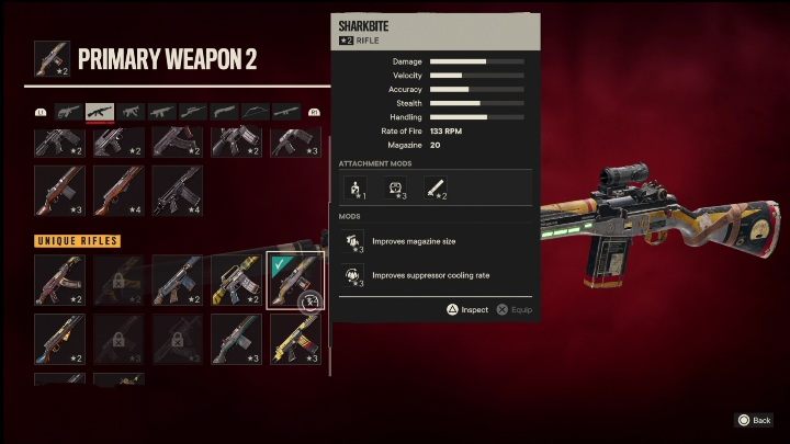 Besonderheiten: Das Shark Jaw ist ein Gewehr mit folgenden Modifikationen – Far Cry 6: Gewehre, einzigartige Waffen – Liste – einzigartige Waffen – Far Cry 6 Guide