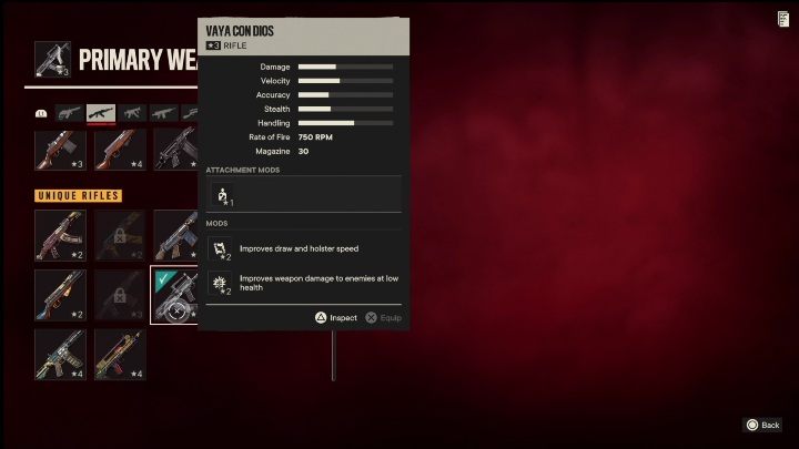 Besonderheiten: Vaya Con Dios ist ein Gewehr mit folgenden Modifikationen – Far Cry 6: Gewehre, Einzigartige Waffen – Liste – Einzigartige Waffen – Far Cry 6 Guide