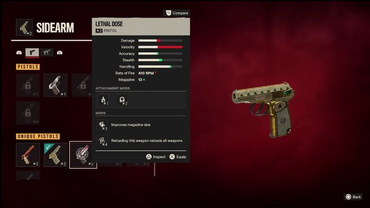 Besonderheiten: Lethal Dose ist eine Pistole, die anfänglich modifiziert wurde mit - Far Cry 6: Pistolen, einzigartigen Waffen - Liste - einzigartigen Waffen - Far Cry 6 Guide