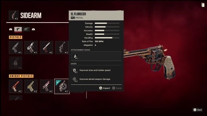Besonderheiten: El Florecer ist eine Pistole, die folgende Modifikationen aufweist - Far Cry 6: Pistolen, Einzigartige Waffen - Liste - Einzigartige Waffen - Far Cry 6 Guide